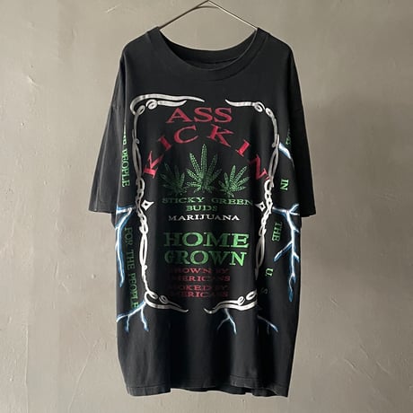 90s Ass kickin'home grown Marijuana print tee