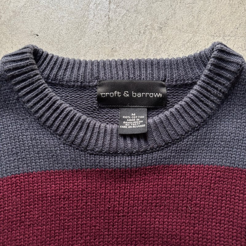 90s croft&barrow フェード ダメージ加工 コットンニットセーター 90s croft&barrow フェード ダメージ加工 コットンニット