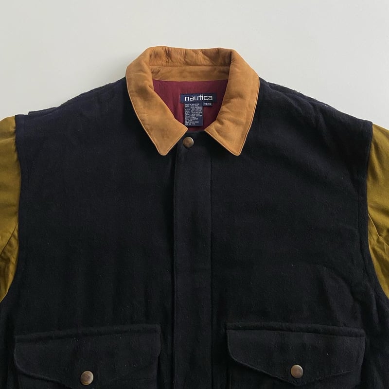 90s Nautica wool/cotton switching sleeve design