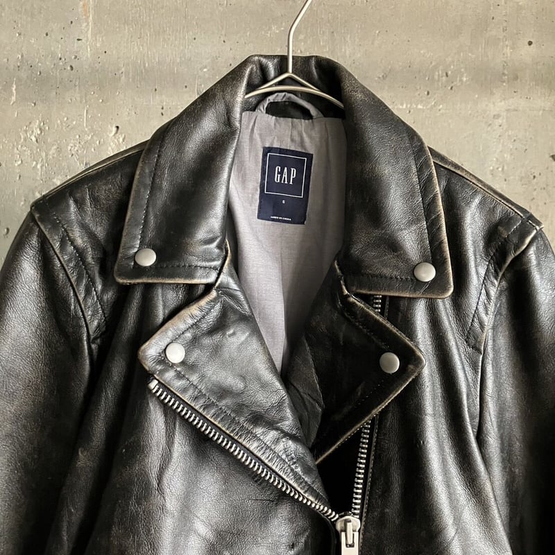 GAP ブラックレザー ライダースジャケット OLD GAP ブラック レザー ジャケット - メルカリ