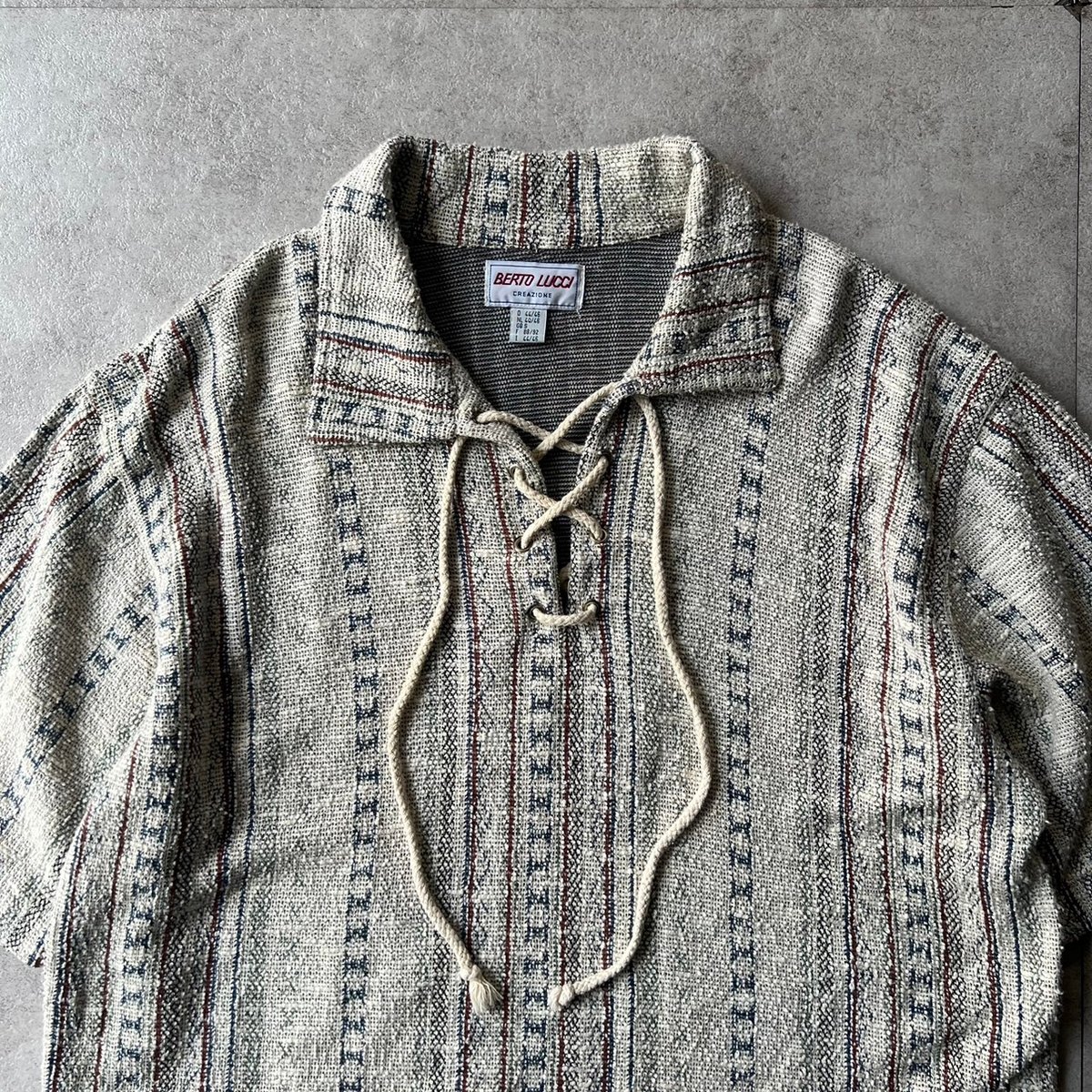 90s Berto Lucci mulch stripe race up shirt | su