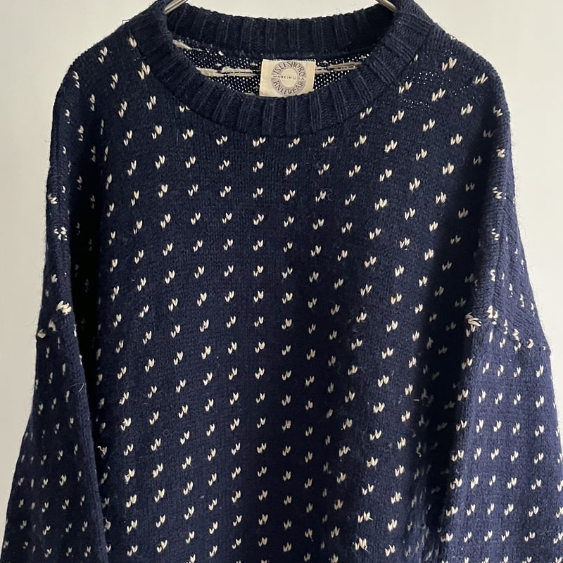 80s ISLESBORO KNITWEAR Birds eye wool knit swea