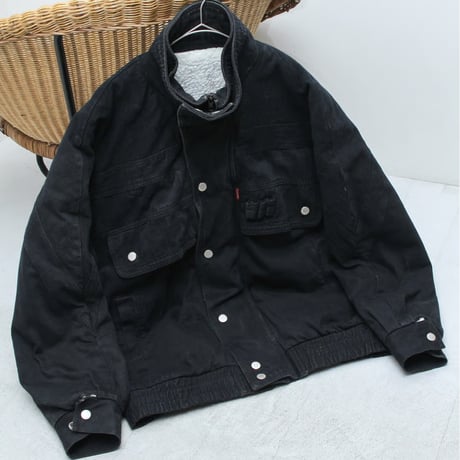 90s Layered front design denim jacket with boa liner