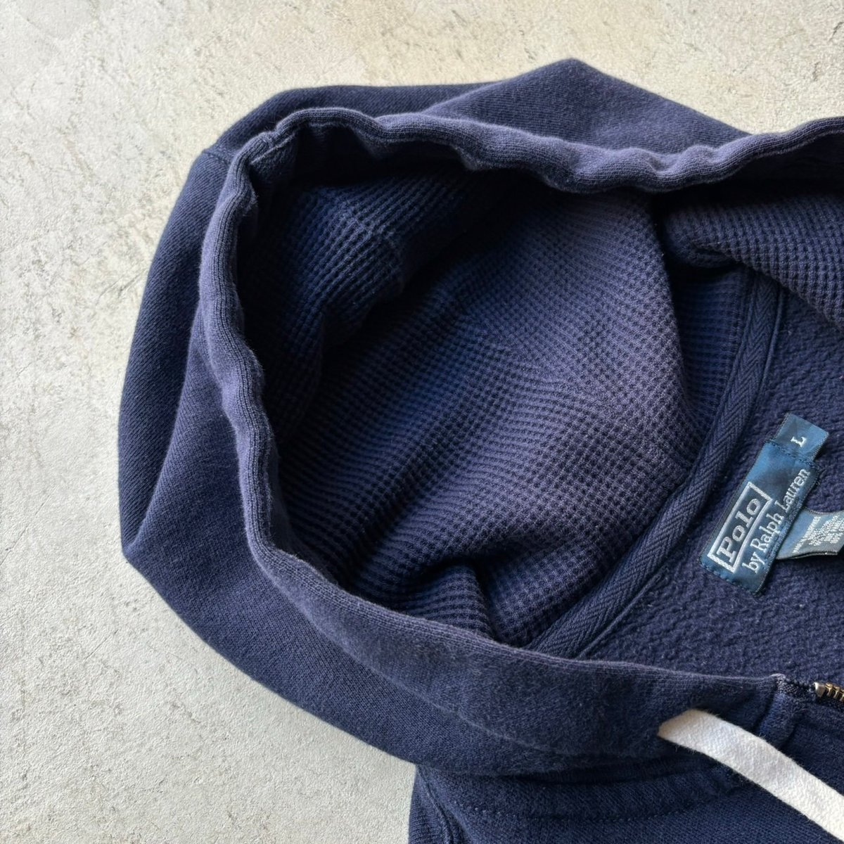 90s Ralph Lauren フーディー ライトブルー ダメージ加工 L表記 90s Ralph Lauren フーディー ライトブルー ダメージ加工 L表記