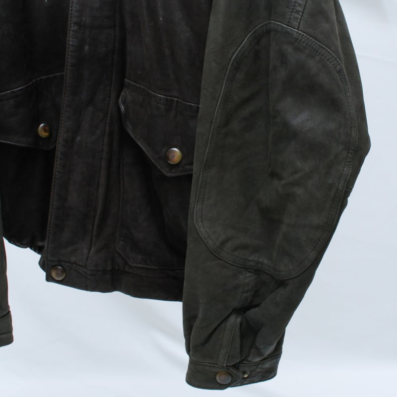 90s nautica switching design leather jacket | s