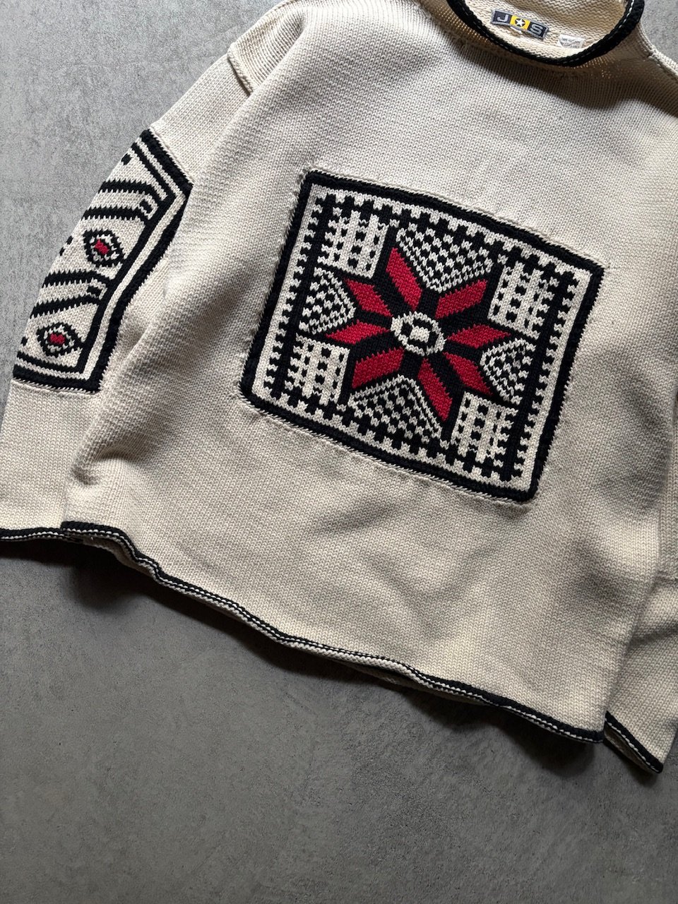 Nordic pattern cotton knit sweater | sui & shara