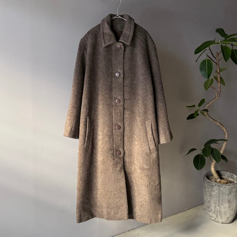 イタリア製　ミンクファー✖️アルパカウール　ロングコート グレーフェイクミンクファーコート – panchapancha