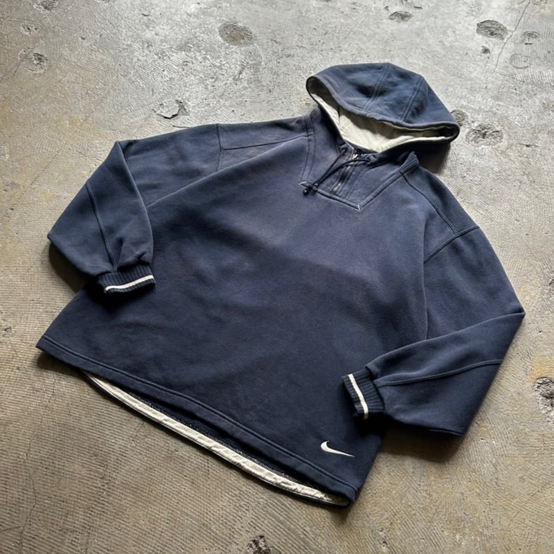 90s NIKEハーフジップ希少 90s NIKE Half-Zip Pullover Sweat Hoodie 赤 XL ナイキ プル
