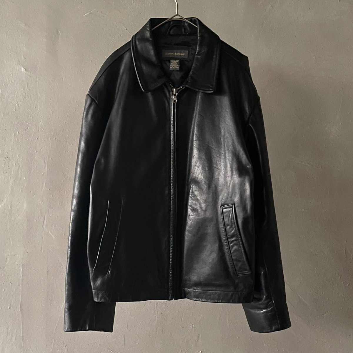90s〜00s BANANA REPUBLIC レザージャケット　黒タグ　黒 M BANANA REPUBLIC 90's 黒タグ レザージャケット ドリズラー