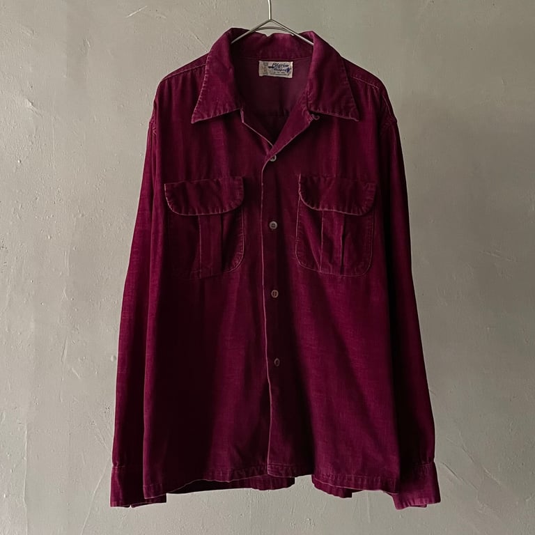 50s Pilgrim corduroy  open collar shirt