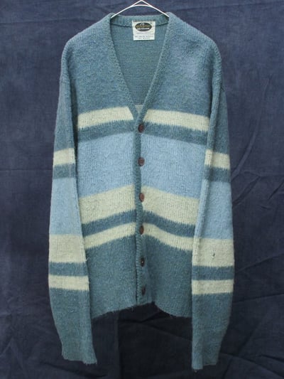 60年代 カーディガン(60's WELGRUME stripe pattern mohair knit cardigan)