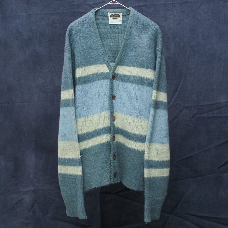 60's WELGRUME stripe pattern mohair knit cardigan