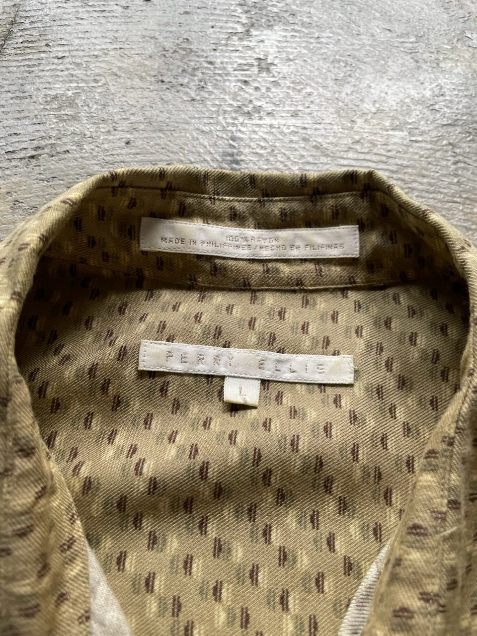 90s Perry Ellis all-over pattern print rayon sh