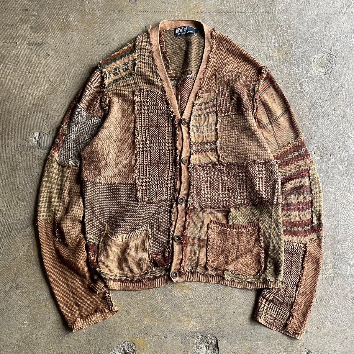 90's Polo Ralph Lauren patchwork design knit ca 90's Polo Ralph Lauren patchwork design knit ca