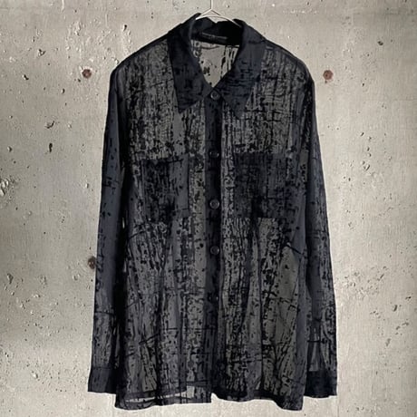 total pattern see-through L/S shirts