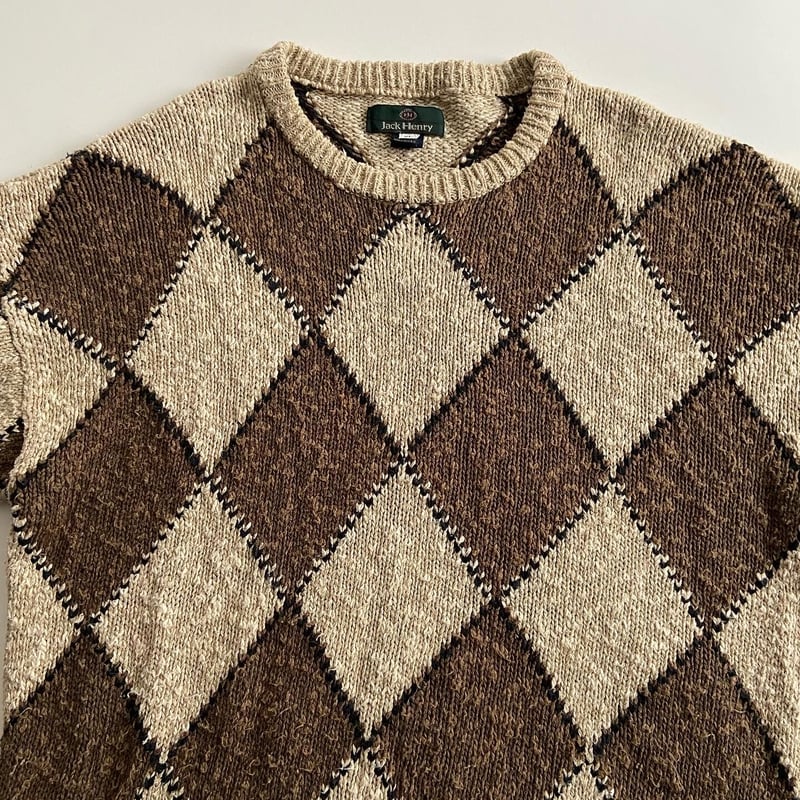 90s〜 cotton/linen rhombus pattern sweater | sui