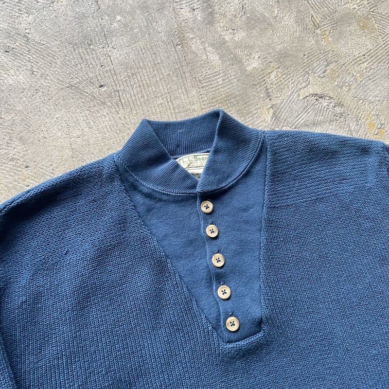 90s L.L.Bean henley neck cotton knit | sui & shara