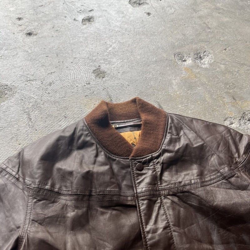 70s Catalina 肉厚レザー ダービージャケット ブラウン 44 70s〜 Catalina varsity leather jacket | sui & shara