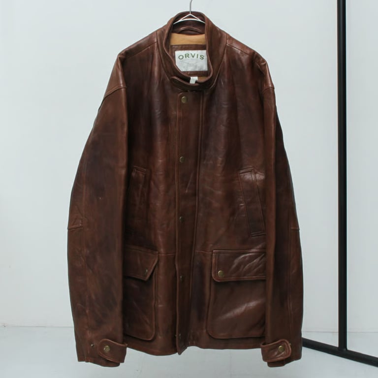 90s ORVIS stand collar leather jacket｜オービス