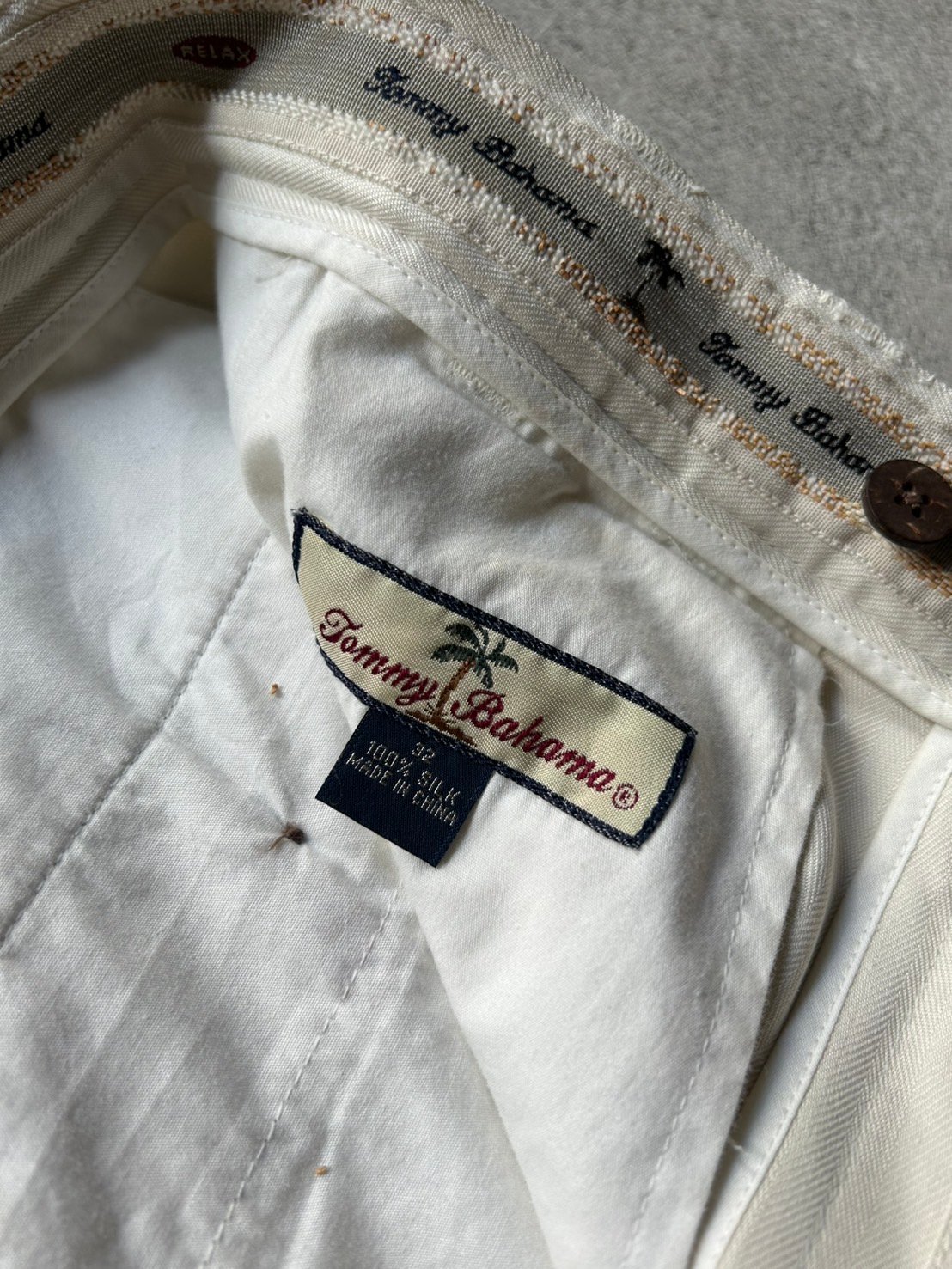 90s  Bahanma RELAX 2タック シルク スラックス 90s tommy bahama 2tuck silk slacks “white” | su
