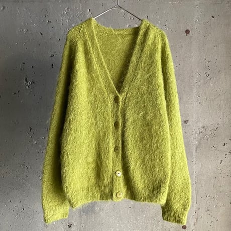 80s vintage mohair knit モヘア モヘヤ カーディガン 60s ☆ 総柄 モヘア ニット カーディガン メンズ M 古着