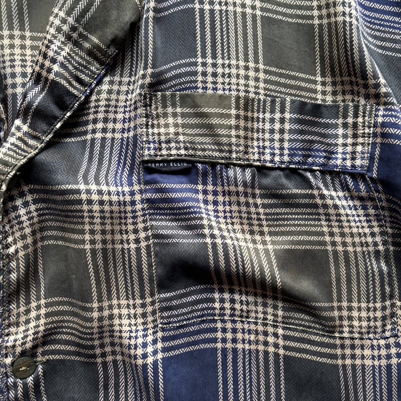 90s PERRY ELLIS PORTFOLIO plaid silk sleeping s