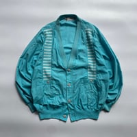 Switching design cotton/nylon cardigan