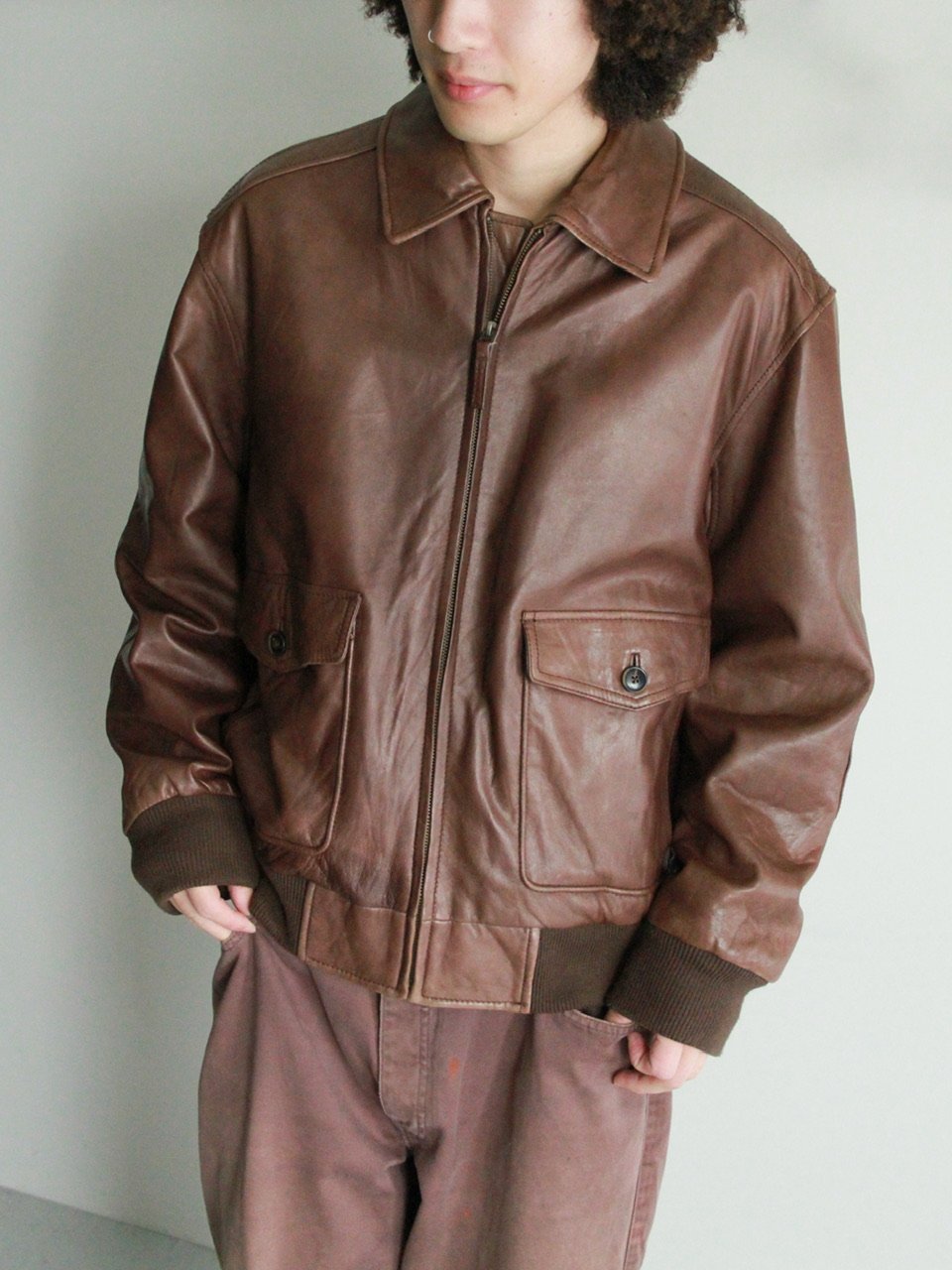 90s 牛革 レザージャケット A2タイプ 90s A-2 type design leather jacket | sui & shara