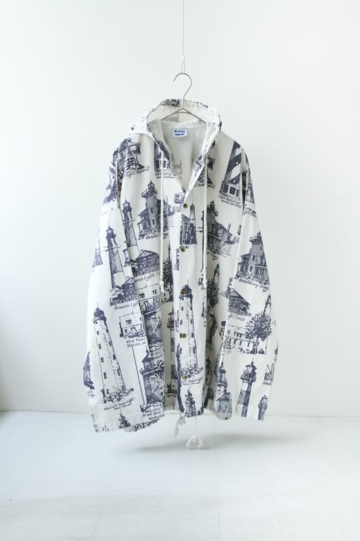 80s~ Michigan rag total pattern hooded jacket