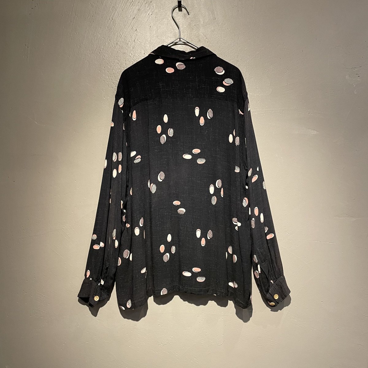 50s atomic pattern pink kasuri black rayon shir 50s atomic pattern pink kasuri black rayon shir