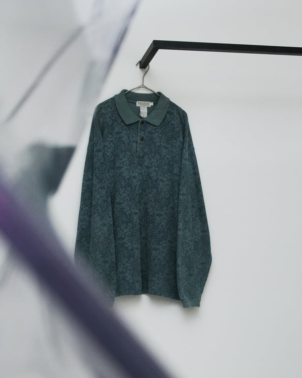 90s Banana republic paisley pattern L/S polo shirt｜バナナリパブリック