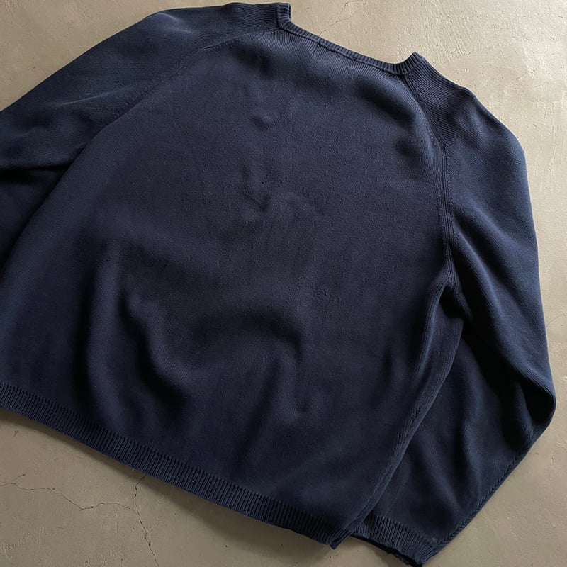 90s Eddie Bauer ラグラン 短丈 コットンニット ネイビー 極美品 90s〜 Eddie bauer cotton knit sweater | sui & shara