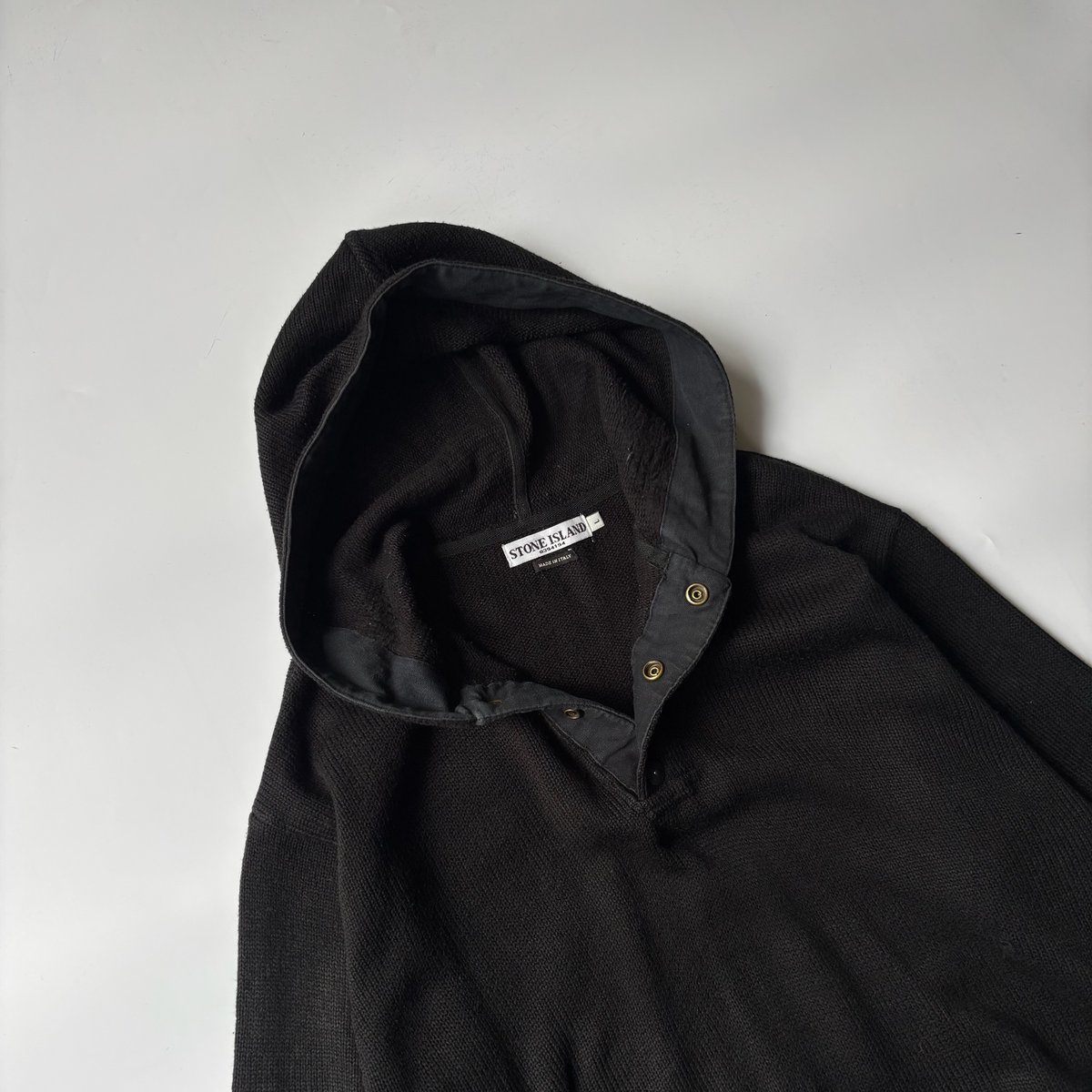 Stone Island henley neck knit hoodie | sui & shara