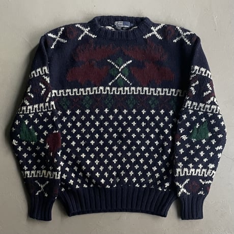 90s Ralph Lauren nordic pattern wool ''hand knit''
