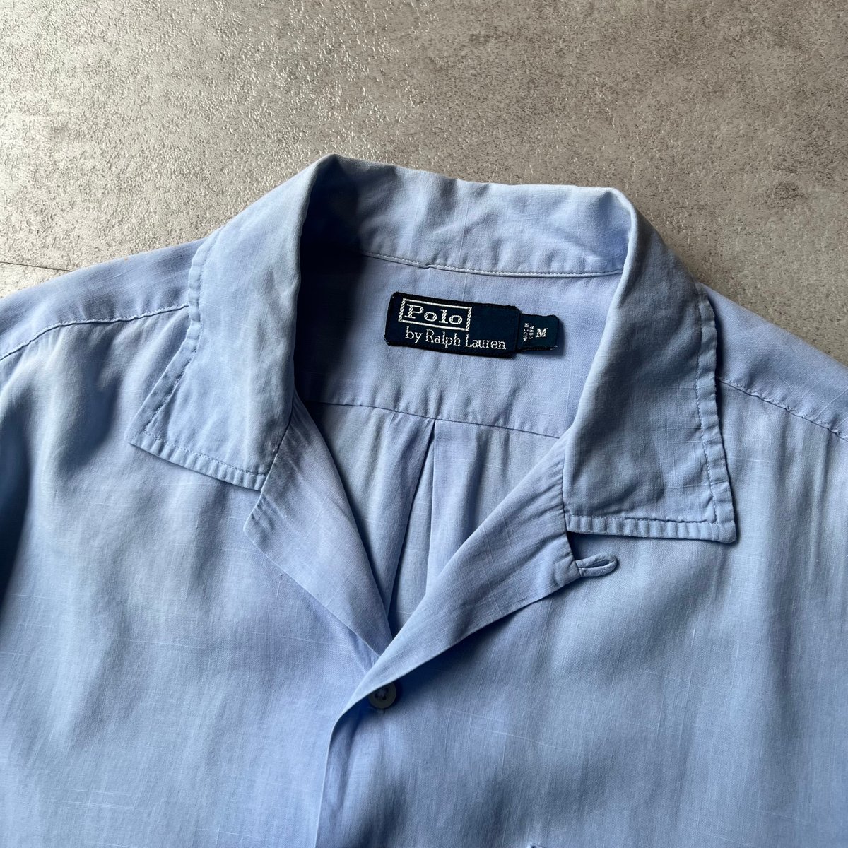 トップス Ralph Lauren open collar shirts 90s Ralph Lauren linen×cotton open collar shirt