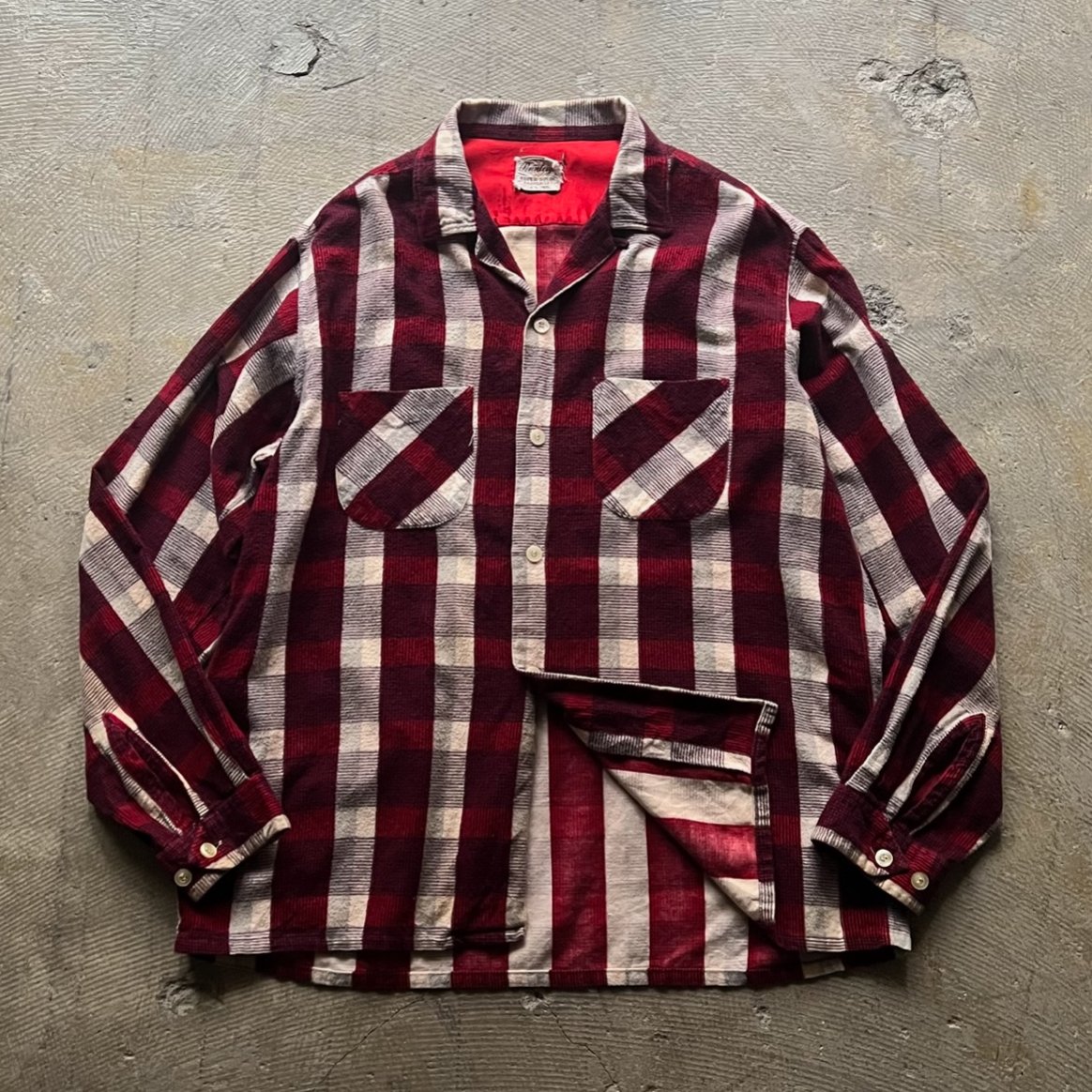60s Pennleigh プリネル　ライトネル　チェックシャツ オープンカラー 60s pennleigh block check print flannel shirt |