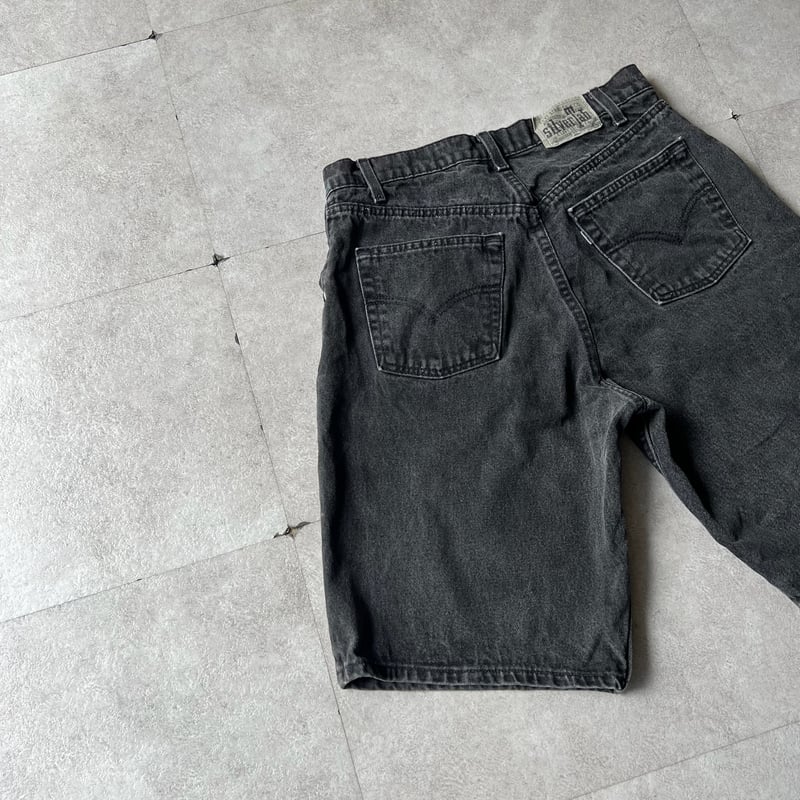90s Levi's Silvertab Loose ブラック デニムショーツ 90s USA製 Levi'sリーバイス silverTabシルバータブ LOOSE
