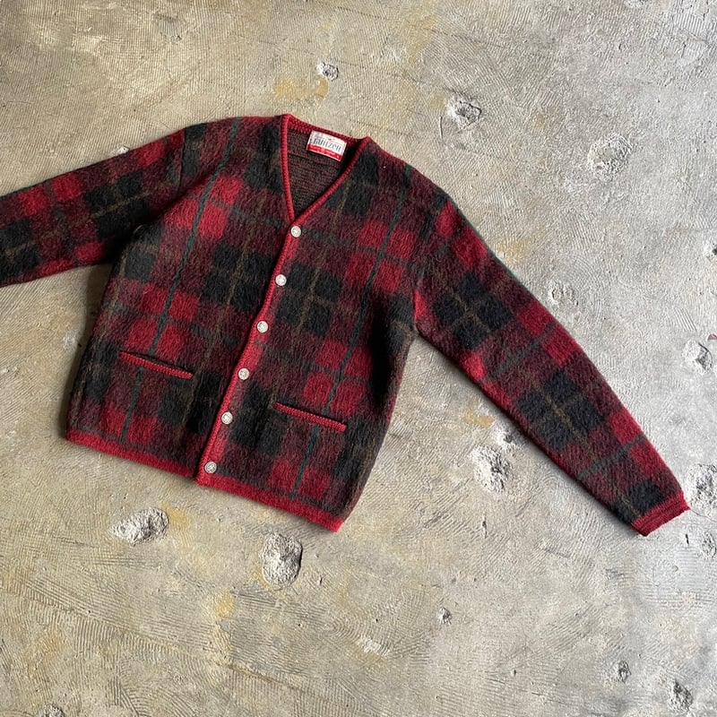 60's Jantzen plaid pattern mohair cardigan | su 60's Jantzen plaid pattern mohair cardigan | su