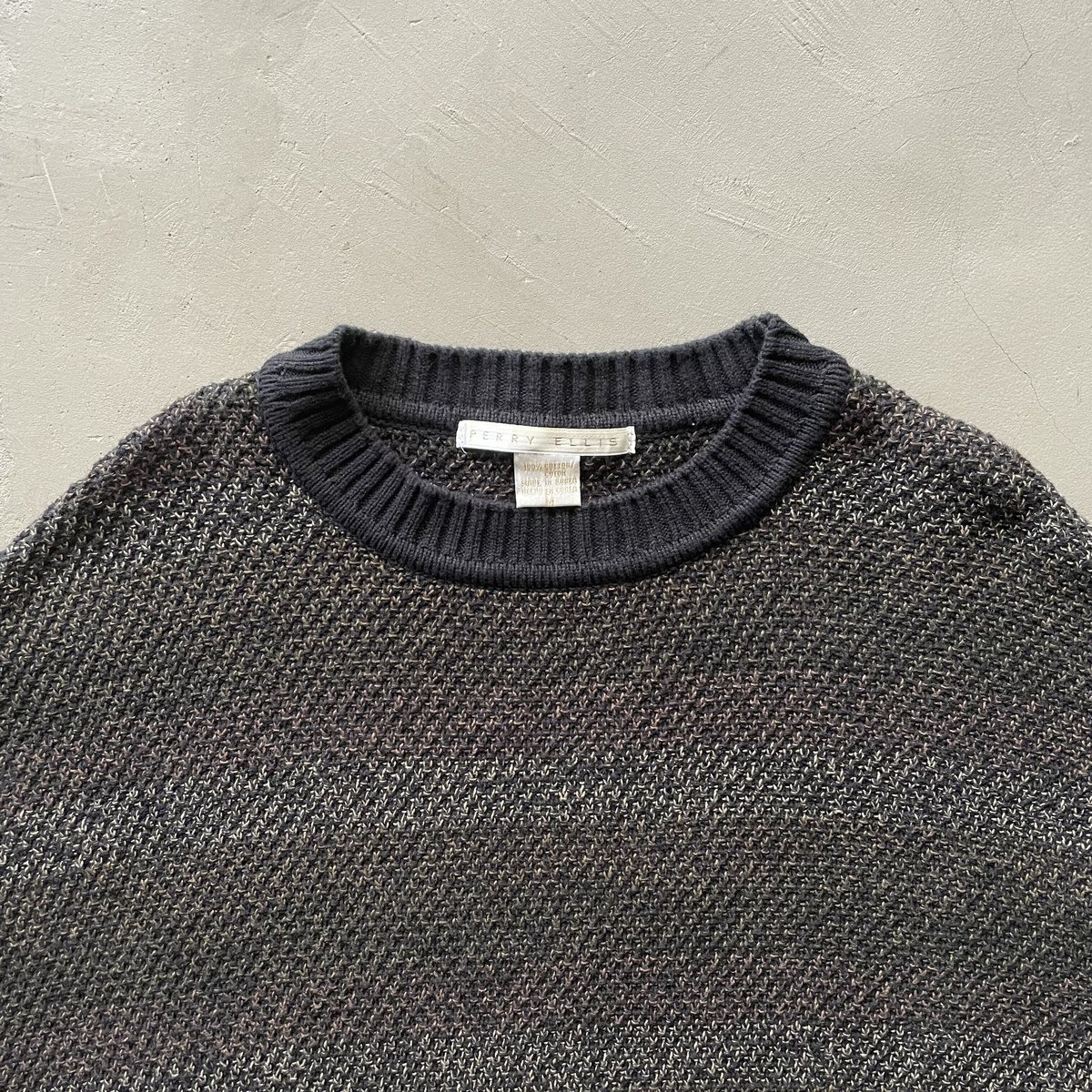 【ほぼ未使用】PERRY ELLIS タキシードセット　39S WOOL100% 90s Perry ellis striped cotton knit | sui & shara