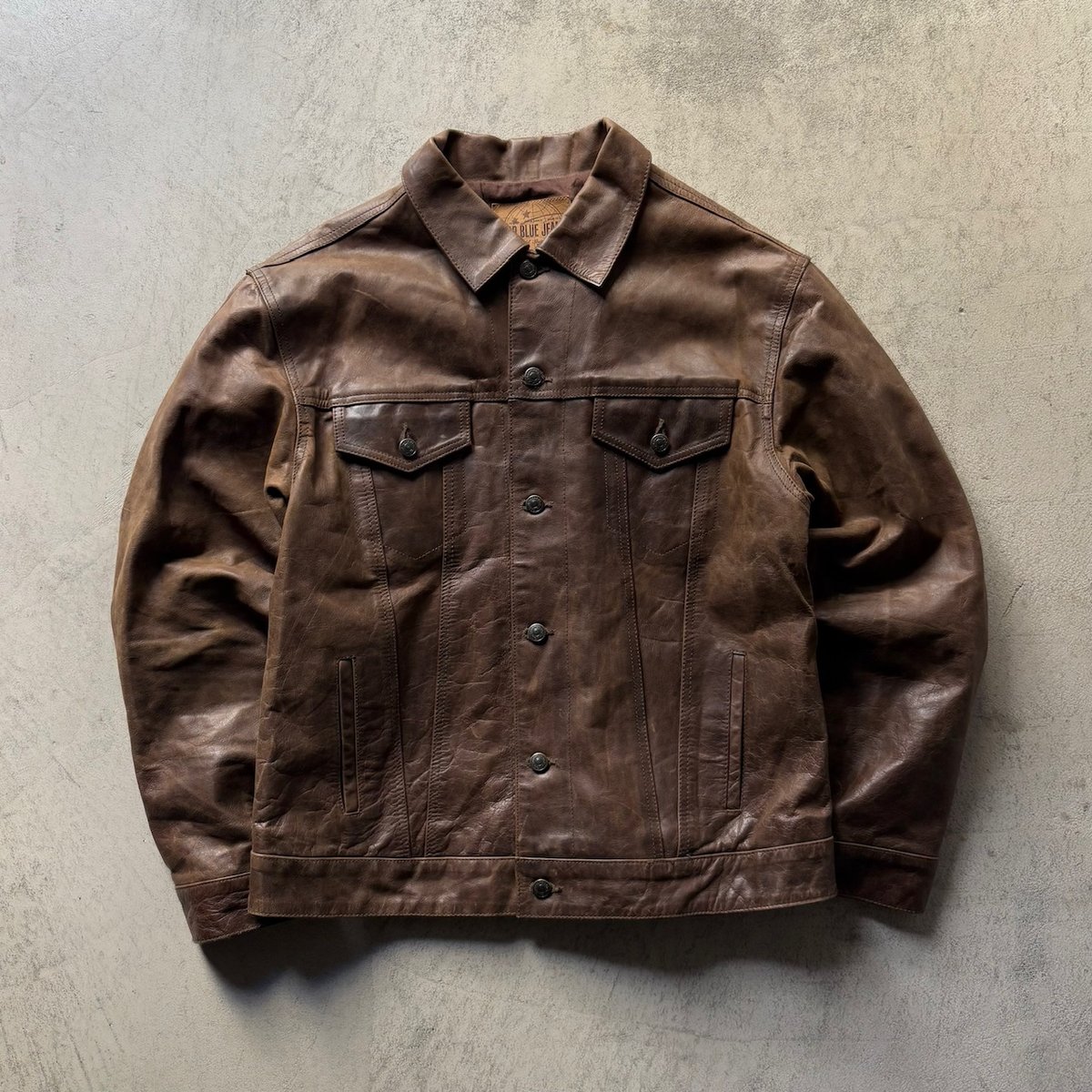 00s OLD GAP BLUE JEANS レザー トラッカージャケット 【公式通販】