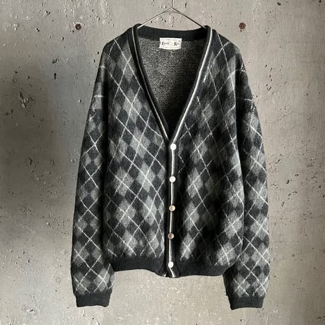 60s McGREGORモヘア アーガイル ア 丸っこく カーディガン vintage