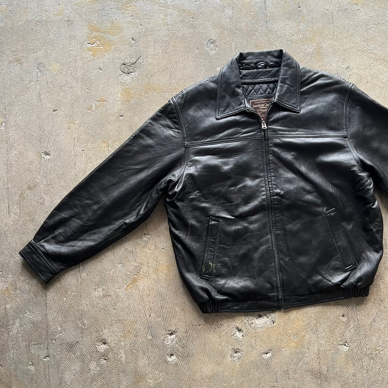 90s デザインレザージャケット 短丈 本革 vintage 雰囲気抜群 ジップ 短丈❗️】90s vintage 本革 レザージャケット ブラック M