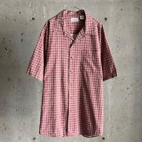 90's L.L.Bean  total pattern open collar shirt