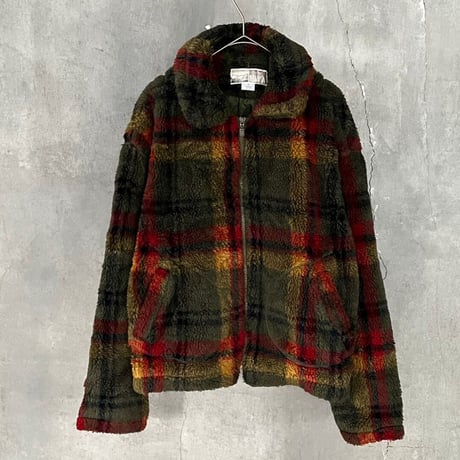90s~ check pattern fleece jacket