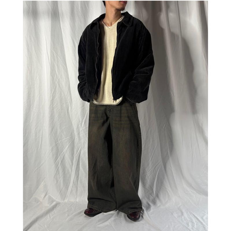 90's Pierre Hector fat corduroy zip-up puffer j