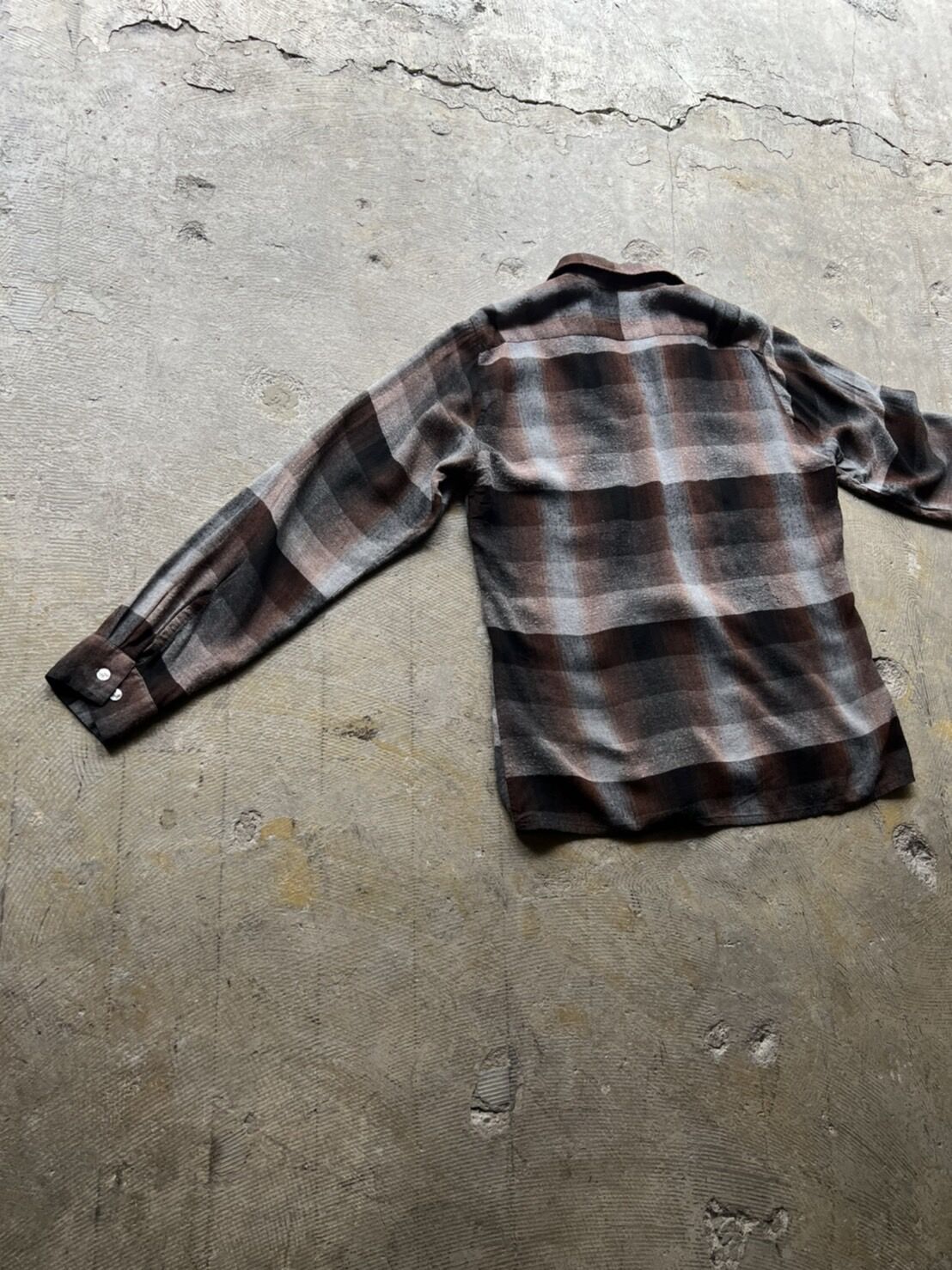 60s ARROW ombre check pattern open collar rayon