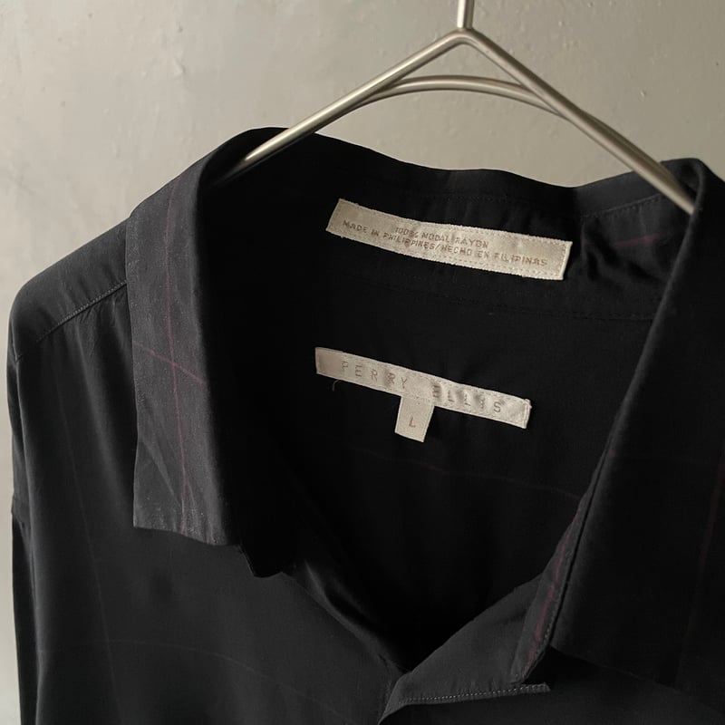 90s PERRY ELLIS レーヨンシャツ 半袖シャツ ブラック 90's PERRY ELLIS”ペリーエリス”レーヨン S/Sシャツ | Rico clothing