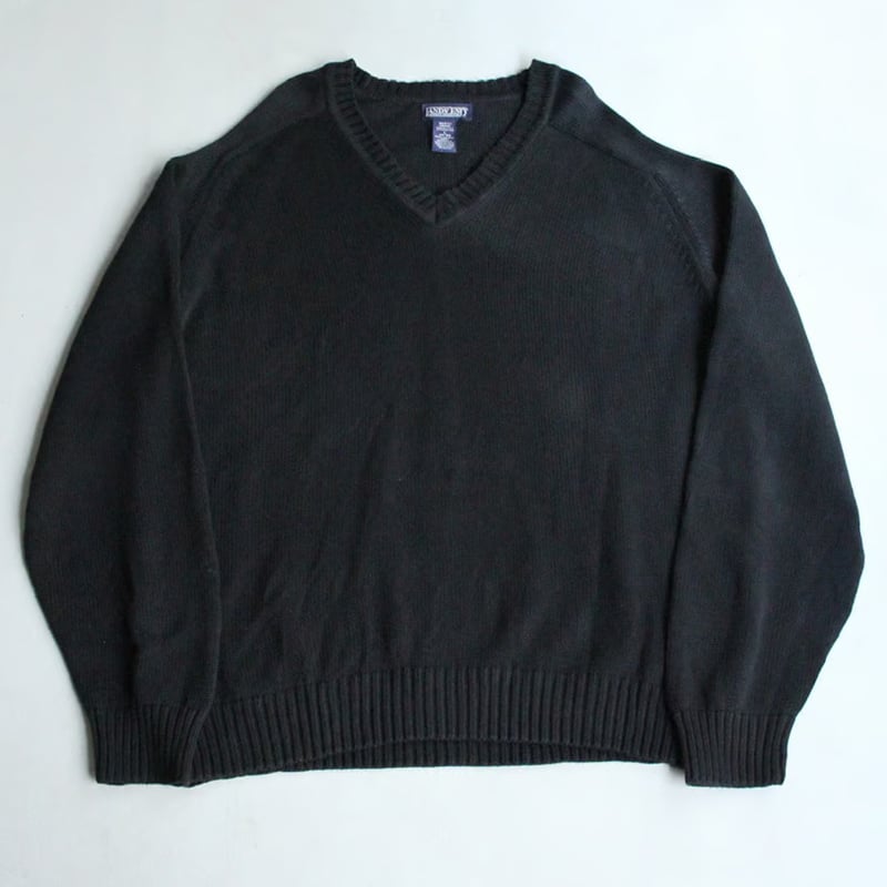 90s Lands' end cotton v-neck drifter sweater |