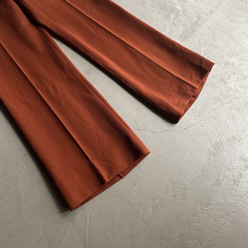 70s ポリエステル フレアパンツ   ビンテージ ブラウン　茶色 70s Day's sportswear polyester flare pants | su
