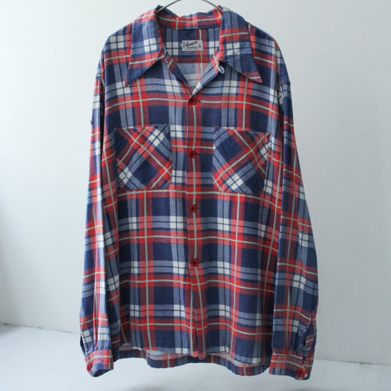 40年代 ネルシャツ（40s Airman plaid pattern print flannel shirt）